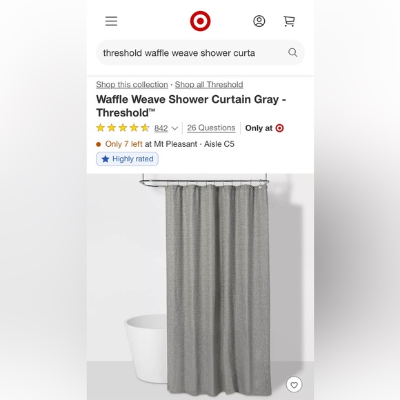 Threshold Waffle Shower Curtain by Target, EUC - Picture 5 of 5
